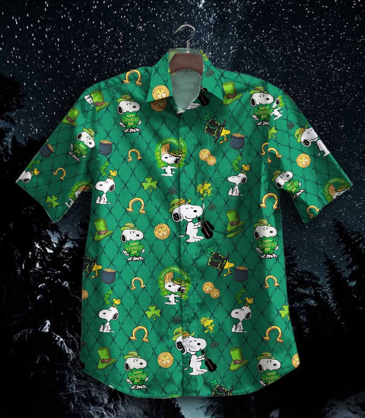 Beach Shirt Felacia [Hawaii Shirt] Snoopy Patricks Day Gt Vintage Hawaiian Shirt-Zx10161